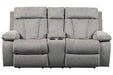 Mitchiner Fog Reclining Loveseat with Console - Gate FurnitureLoveseat