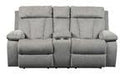Mitchiner Fog Reclining Loveseat with Console - Gate FurnitureLoveseat