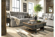 Mitchiner Fog Reclining Loveseat with Console - Gate FurnitureLoveseat