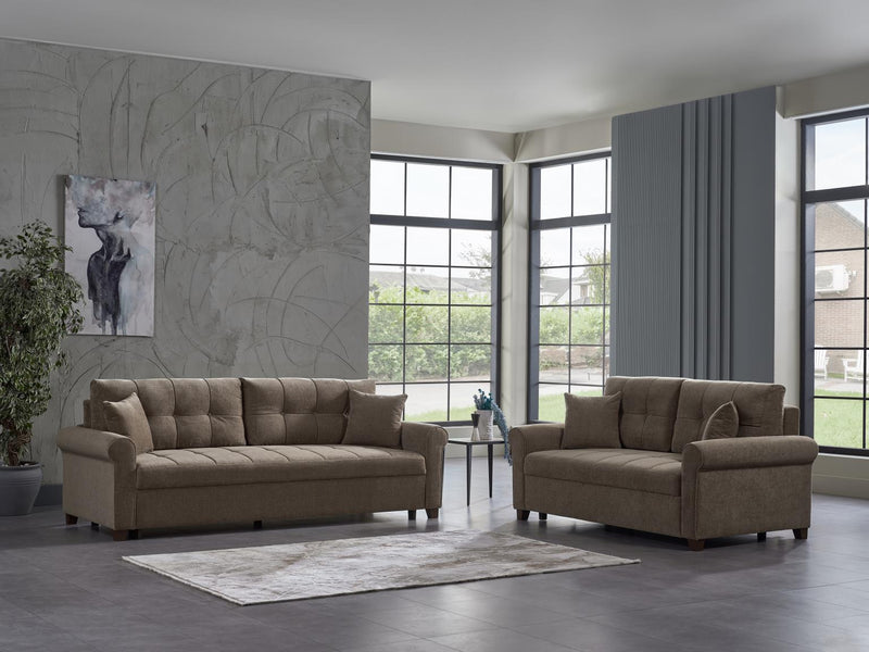 Mocca P Kol Loveseat (Koopsi Brown 614) Stationary - Lara FurnitureLoveseat