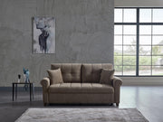 Mocca P Kol Loveseat (Koopsi Brown 614) Stationary - Lara FurnitureLoveseat