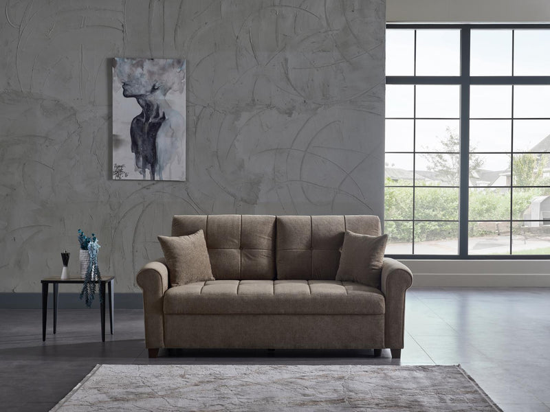 Mocca P Kol Loveseat (Koopsi Brown 614) Stationary - Lara FurnitureLoveseat