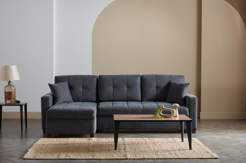 Mocca Dupont Anthracite Storage Sleeper Sectional from Bellona - Lara Furniture