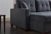Mocca Dupont Anthracite Storage Sleeper Sectional from Bellona - Lara Furniture