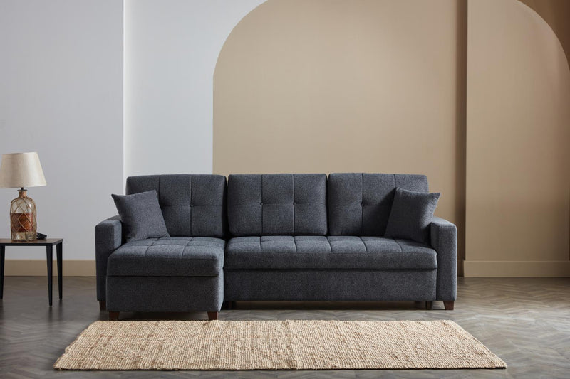 Mocca Dupont Anthracite Storage Sleeper Sectional from Bellona - Lara Furniture