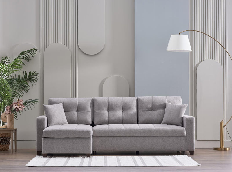 Mocca Dupont Gray Storage Sleeper Sectional from Bellona - Lara Furniture