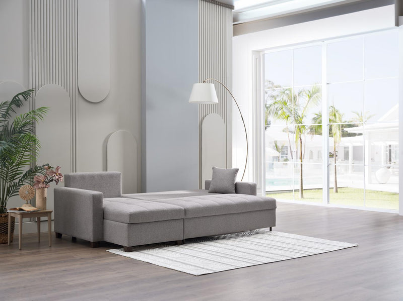 Mocca Dupont Gray Storage Sleeper Sectional from Bellona - Lara Furniture