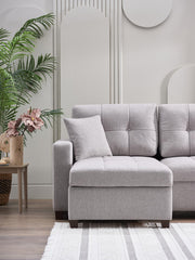 Mocca Dupont Gray Storage Sleeper Sectional from Bellona - Lara Furniture