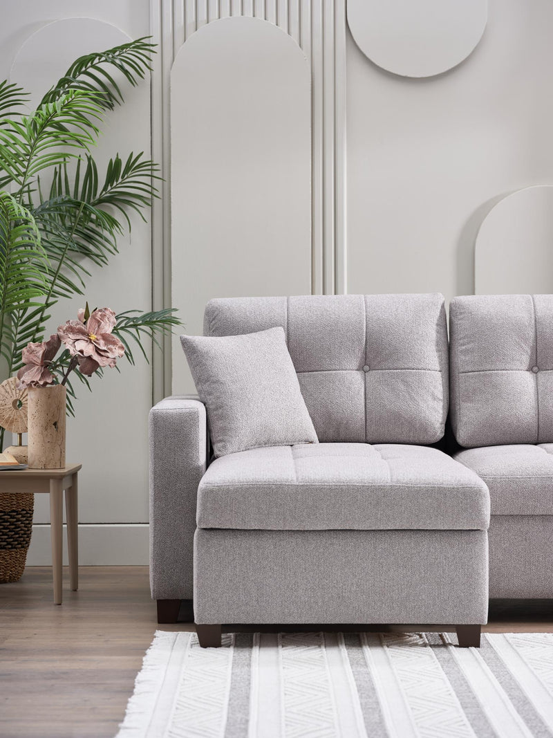 Mocca Dupont Gray Storage Sleeper Sectional from Bellona - Lara Furniture