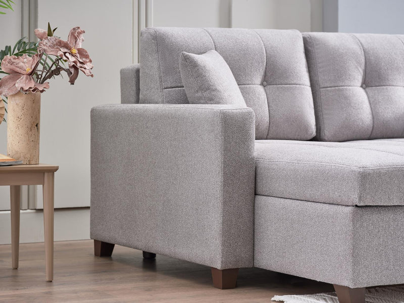 Mocca Dupont Gray Storage Sleeper Sectional from Bellona - Lara Furniture