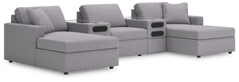 Modmax Granite 5-Piece Double Storage Chaise Sectional with Audio Consoles - 92104S99