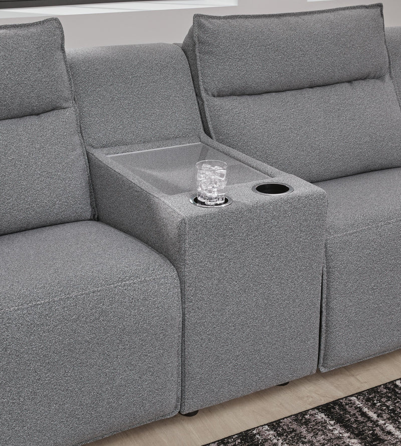 Modmax II Salt and Pepper 5-Piece Power Reclining Sectional with Chaise and Consoles - 65906S16