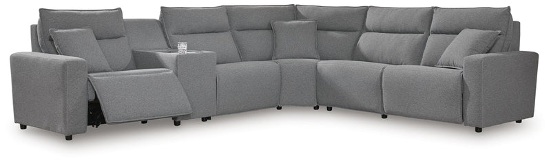 Modmax II Salt and Pepper 6-Piece Power Reclining Sectional with Console - 65906S10