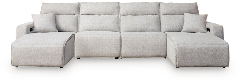 Modmax II Stone 4-Piece Power Reclining Sectional with Chaise - 65907S11
