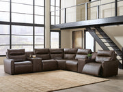 ModZ Chocolate 7-Piece Power Reclining Sectional with Audio Consoles - U14000S8