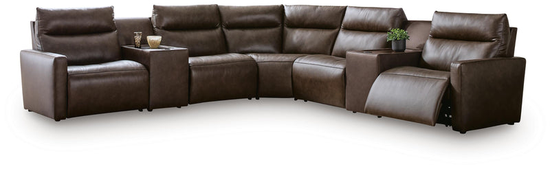 ModZ Chocolate 7-Piece Power Reclining Sectional with Audio Consoles - U14000S8