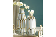 Mohsen Gold Finish/White Vase (Set of 2) - Lara FurnitureVase