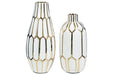 Mohsen Gold Finish/White Vase (Set of 2) - Gate FurnitureVase