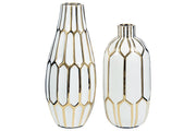 Mohsen Gold Finish/White Vase (Set of 2) - Lara FurnitureVase