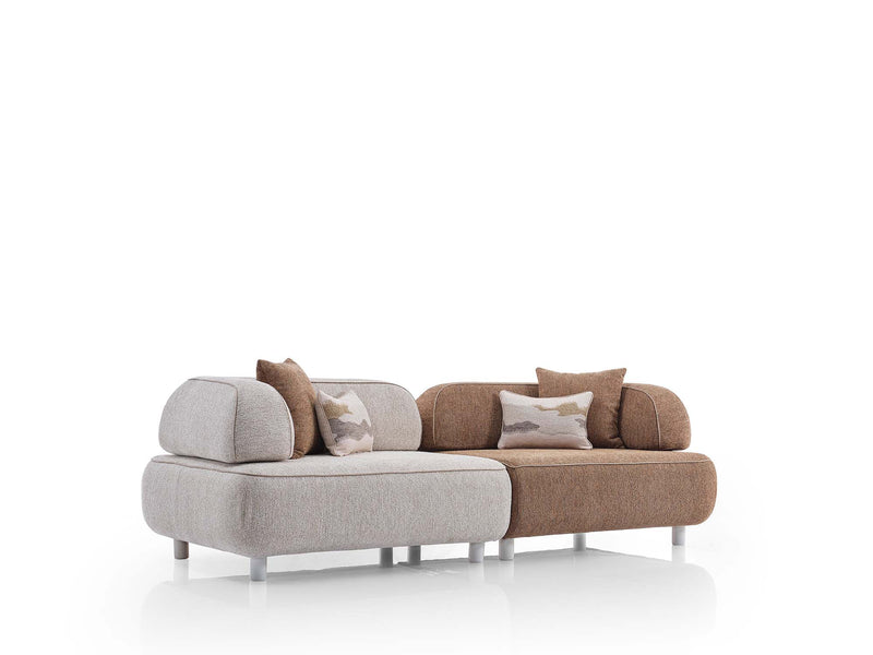 Mokka 4-pieces (Module Sofa & Sofa & 2 Chair) Livingroom in Cream - Brown - 200-ELI-MOK-KRL 104-KRL 504-33MBB