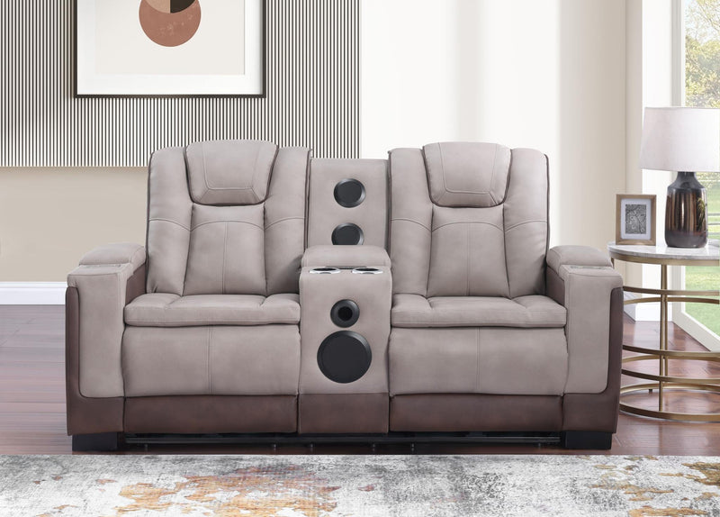 Molly- Brown- beige Loveseat with: PWR Recliner, PWR Headrest, Speaker with Subwoofer, console, storage armrest, wireless charger, Zero Gravity - L656-L