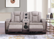 Molly- Brown- beige Loveseat with: PWR Recliner, PWR Headrest, Speaker with Subwoofer, console, storage armrest, wireless charger, Zero Gravity - L656-L