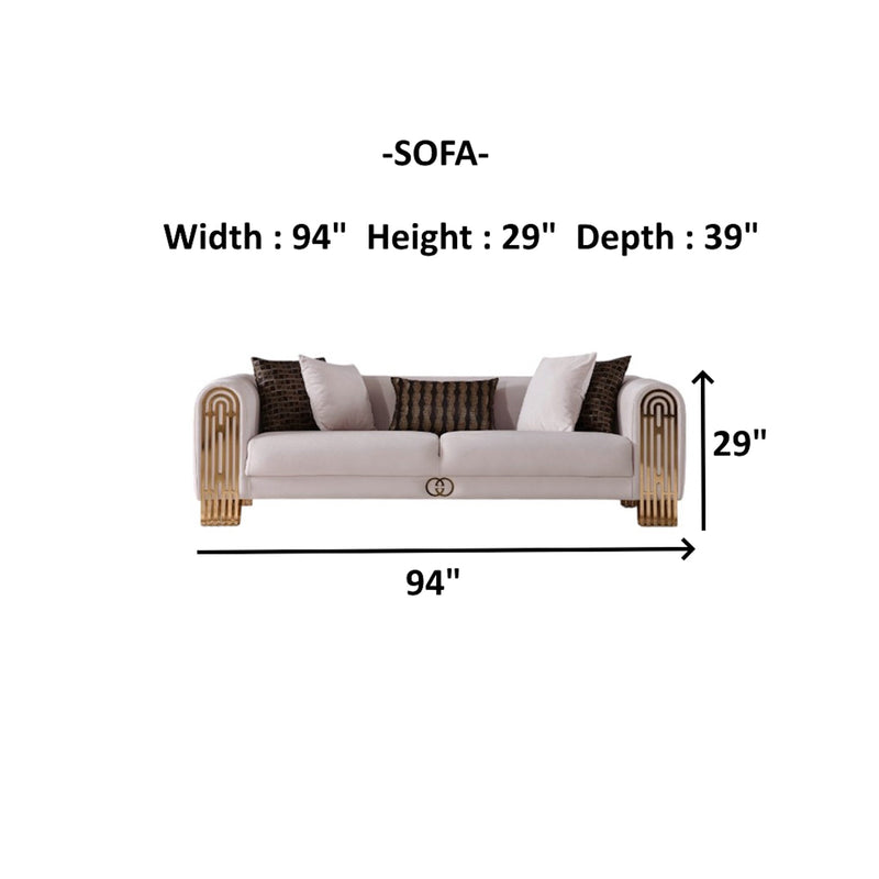Monaco 3-pieces (Sofa & Loveseat & Chair) Livingroom Set Cream in Cream - 101-MON-LV925-321