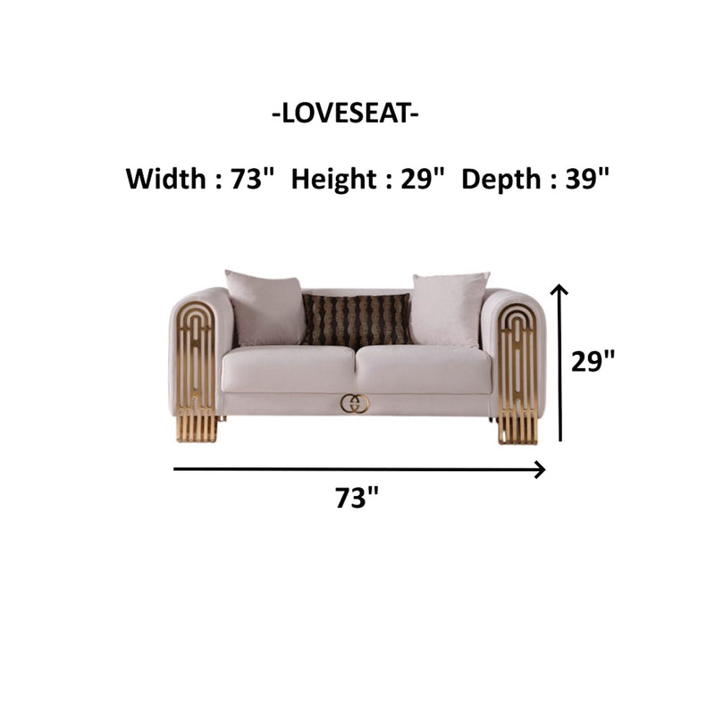 Monaco 3-pieces (Sofa & Loveseat & Chair) Livingroom Set Cream in Cream - 101-MON-LV925-321