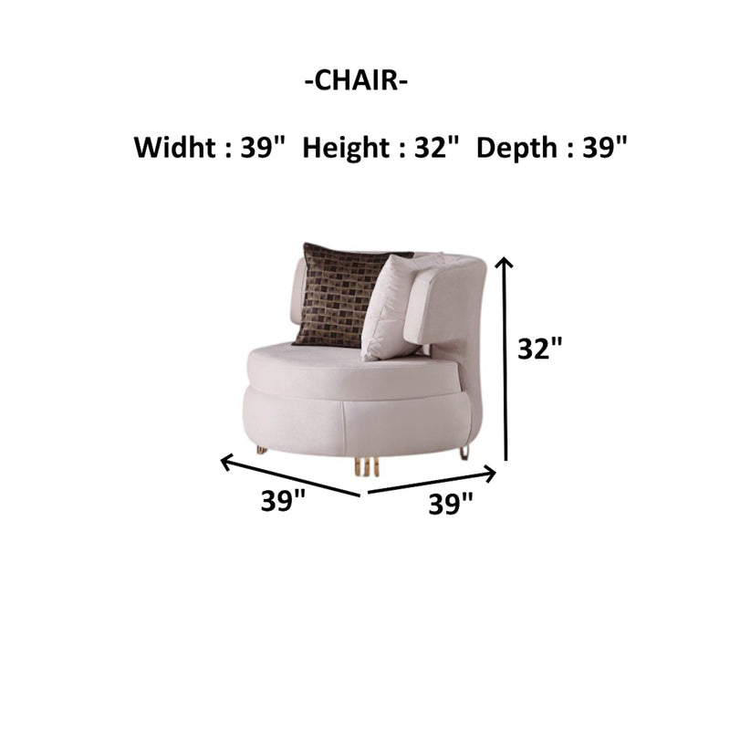 Monaco 3-pieces (Sofa & Loveseat & Chair) Livingroom Set Cream in Cream - 101-MON-LV925-321