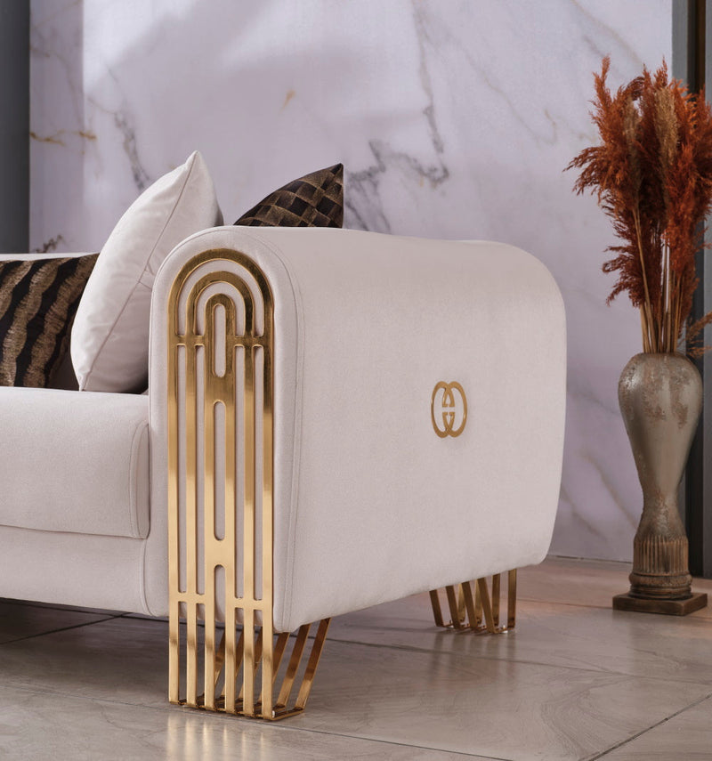 Monaco 3-pieces (Sofa & Loveseat & Chair) Livingroom Set Cream in Cream - 101-MON-LV925-321