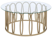 Monett Round Glass Top Coffee Table Chocolate Chrome - 708058