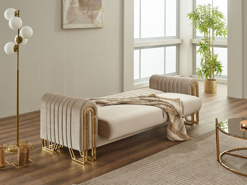Montana Convertible Loveseat in Beige - 200-SIM-MON-VELVET260-2