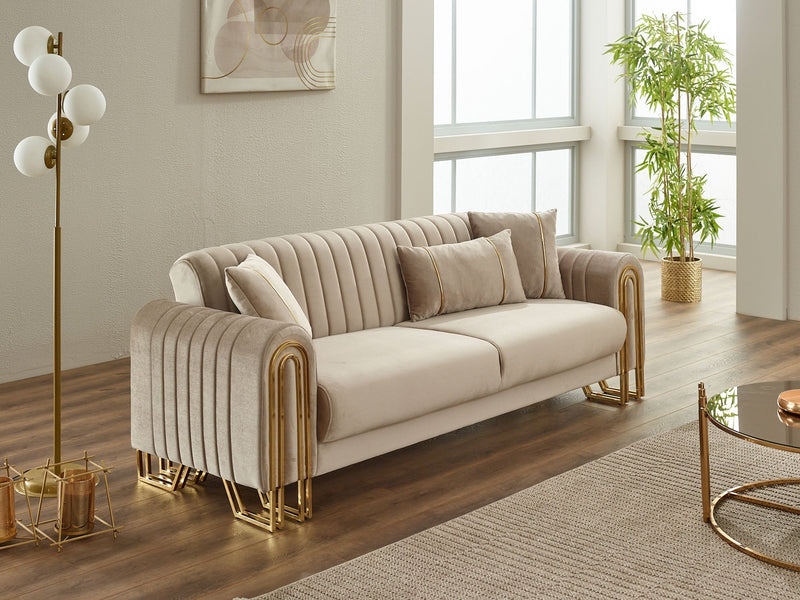 Montana Convertible Sofa in Beige - 200-SIM-MON-VELVET260-3