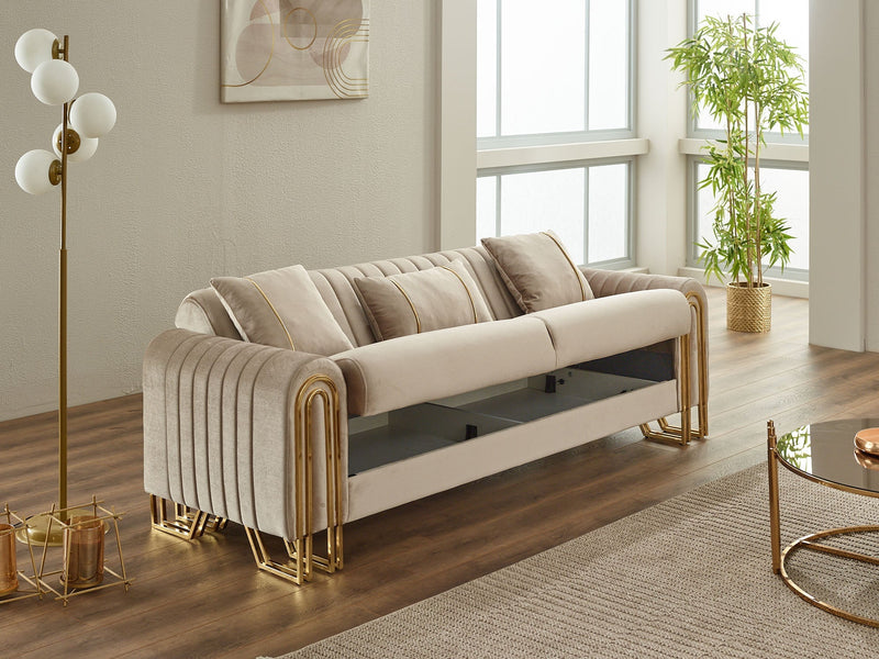 Montana Convertible Sofa in Beige - 200-SIM-MON-VELVET260-3