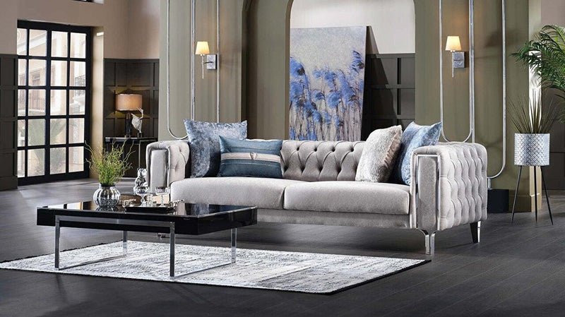 Montego Accent Chair (Light Gray) Chrome Leg 2 Pieces - Lara FurnitureLiving Room Chair