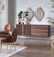 Montego Buffet (Montego Walnut/Car Mrb)..6 Pieces - Lara FurnitureHutch & Buffet