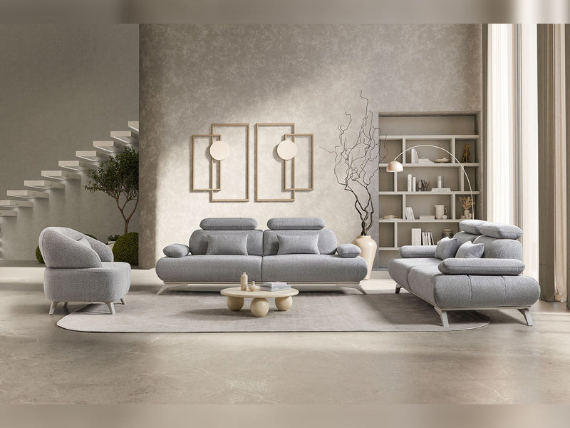Monza 3-pieces (Sofa & Loveseat & Chair) Livingroom Set in Grey - 200-ST-MON-SOFT13-321