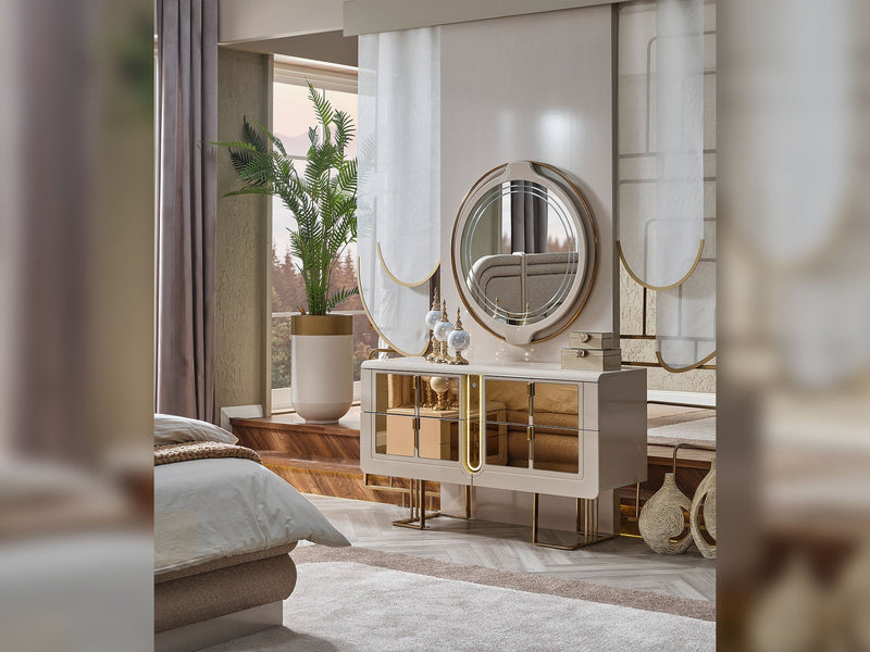 Monza Bedroom (Queen Frame With Headboard & Dresser With Mirror & 2 Nightstand) - 120-MON-SET