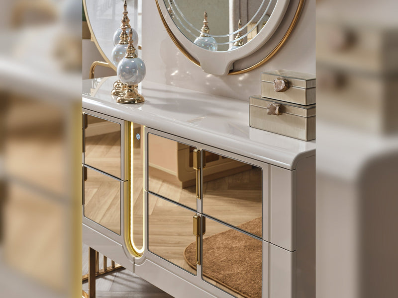 Monza Bedroom (Queen Frame With Headboard & Dresser With Mirror & 2 Nightstand) - 120-MON-SET