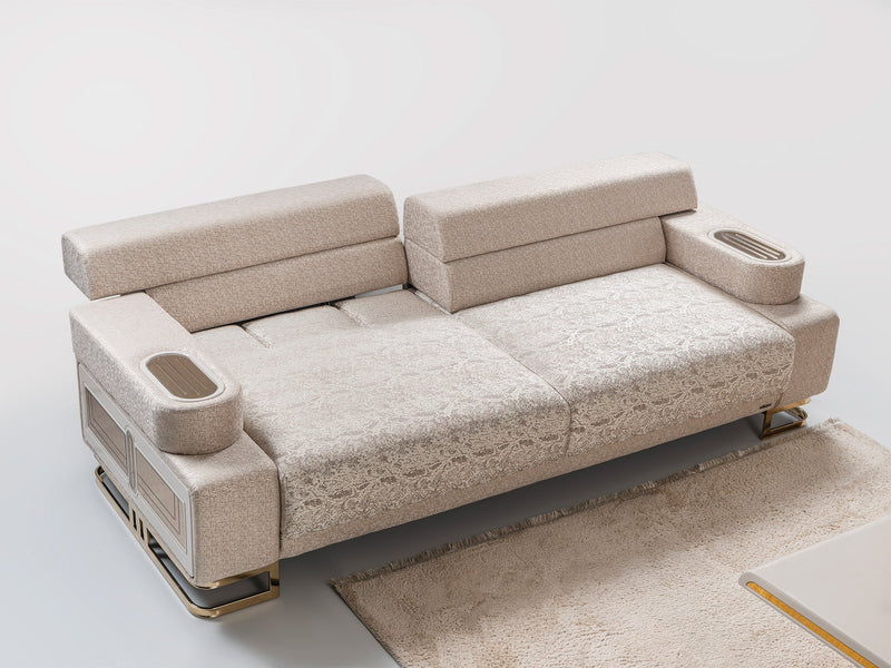 Monza Convertible Loveseat Cream in Cream - 101-MON-MON01-2