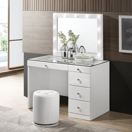 Morgan Round Swivel Stool White - Lara Furniture