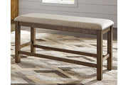 Moriville Beige Counter Height Dining Bench - Lara FurnitureAccent Bench