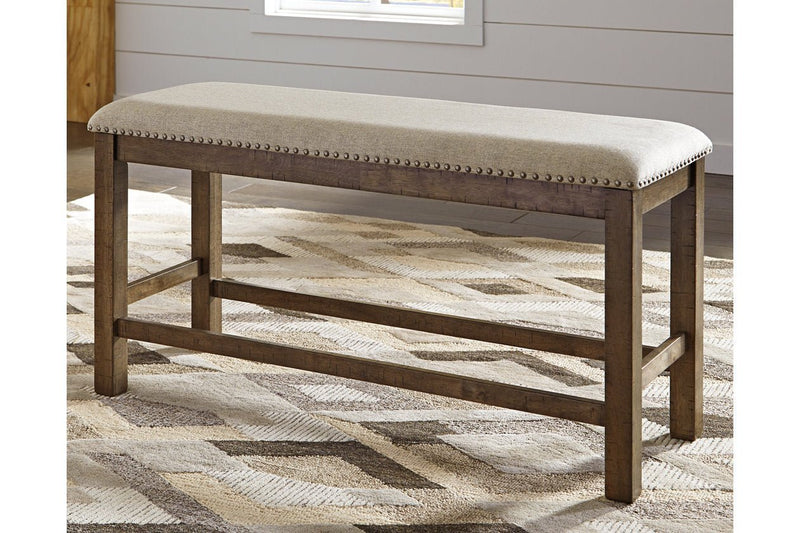 Moriville Beige Counter Height Dining Bench - Lara FurnitureAccent Bench