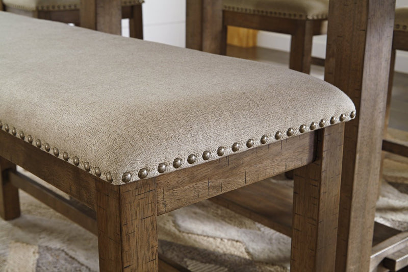 Moriville Beige Counter Height Dining Bench - Gate FurnitureAccent Bench