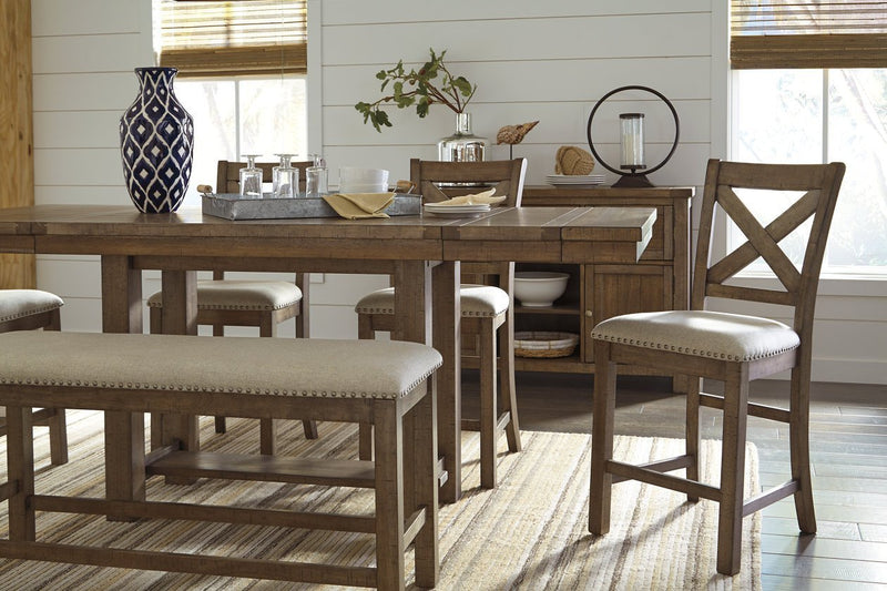 Moriville Beige Counter Height Dining Bench - Lara FurnitureAccent Bench