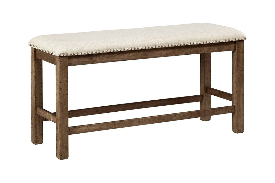 Moriville Beige Counter Height Dining Bench - Gate FurnitureAccent Bench