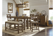 Moriville Beige Counter Height Dining Bench - Lara FurnitureAccent Bench