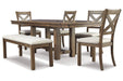 Moriville Beige Dining Table and 4 Chairs and Bench - Gate FurnitureDining Room Set