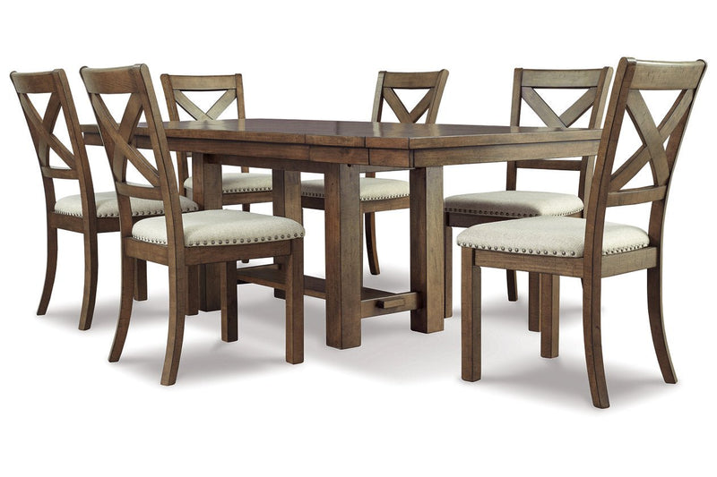 Moriville Beige Dining Table and 6 Chairs - Lara FurnitureDining Room Set
