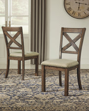Moriville Counter Height Dining Table and 4 Barstools with Storage in Grayish Brown - PKG002107